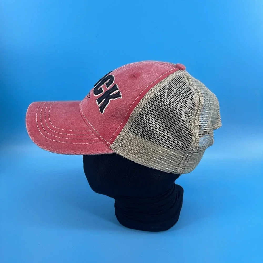 Top of the Rock Hat Snapback Trucker Mesh Red Beige Rockefeller Center NYC Men